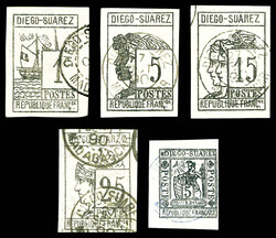 N°6/10, Les 5 valeurs TTB (certificat) Qualité: Oblitéré Cote: ...