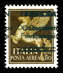 N°1b, 50c Sépia: Triple surcharge. SUPERBE. R. (signé ...