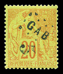 N°1, 5 sur 20c brique sur vert. TTB (signé Calves/certificat) ...