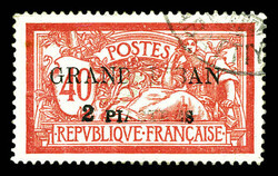 N°10, 2 pi sur 40c rouge et bleu: surcharge partielle. TB. R. ...