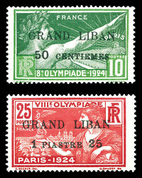 N°18b/19c, JO de 1924, les 2 valeurs avec 'g' maigre. TB Qualité: * ...
