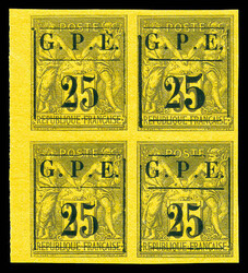 N°2ba/c, 25 sur 35c violet-noir sur jaune: un exemplaires '25' avec ...