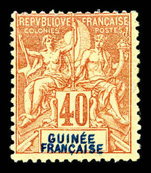 N°10a, 40c rouge-orange, double légende (charnière forte). TTB ...