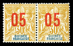 N°52Aa, 05 sur 30c: chiffres espacés tenant à normal en paire. SUP ...