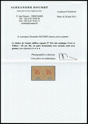 N°52Aa, 05 sur 30c: chiffres espacés tenant à normal en paire. SUP ...