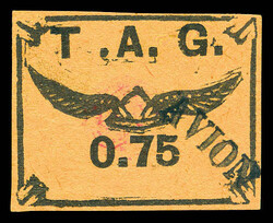 N°3, 75c noir sur saumon obl 'AVION'. TTB. R. (signé ...