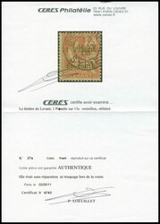 N°27a, 1 Piastte au lieu de Piastre. SUPERBE. R. (certificats) ...