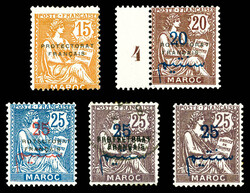 N°42a, 43b, 44a, 45a obl et 45c, les 5 variétés TTB Qualité: * ...