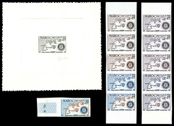 N°344, 15f Rotary, essais de couleurs: 2 bandes de 5 exemplaires + 1 ...