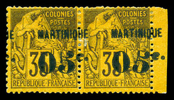 N°13Aa, 05c sur 35c violet-noir, Chiffre '5' penché TàN + ...