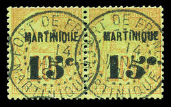 N°16Aa, 15c sur 20c brique s vert: Chiffre '5' penché tenant à ...