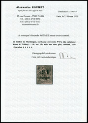 N°17a, 15c sur 25c noir sur rose pâle, surcharge renversée. SUP ...