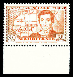 N°95a, René Caillié, 90c rouge terne, GRANDE LEGENDE, bdf, SUP ...