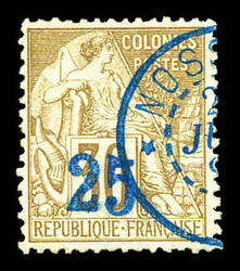 N°5A, 25 sur 30c brun 2ème tirage (surcharge outremer) obl càd. ...