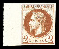 N°26Af, 2c brun non dentelé, impression de Rothschild, bord de ...