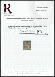 N°11a, 25c noir sur rose, double surcharge. SUP (signé ...