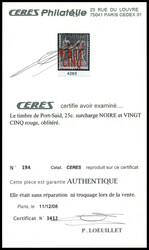 N°19A, 25c surcharge NOIRE et VINGT CINQ rouge. tirage 150 ...