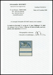 N°48a, 150m sur 5f bleu et chamois, Surcharge 't' au lieu du 2ème ...