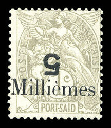 N°61Ac, Erreur: Surcharge renversée du '5' sur 1c gris-clair. ...