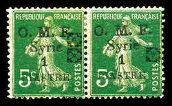 N°50Ba, 1p sur 5c: Double fleuron noir tenant à normal. TTB ...