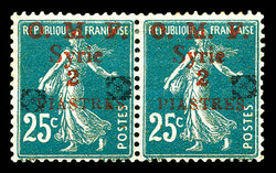 N°51Ba, 2 pi sur 25c: double fleuron noir tenant à normal. TTB ...