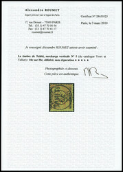 N°5b, 10c sur 20c: surcharge verticale de bas en haut. SUP ...