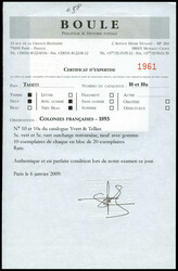 N°10/10a, 5c vert, 10 exemplaires tenant à 10 exemplaires ...