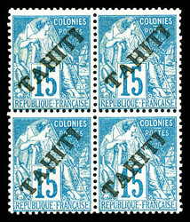 N°12, 15c bleu en bloc de 4 (1ex*). SUP (certificat) Qualité: ** ...