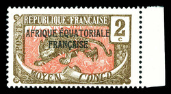 N°20a, 2c sépia et rose SANS SURCHARGE TCHAD, bdf, SUP (certificat) ...