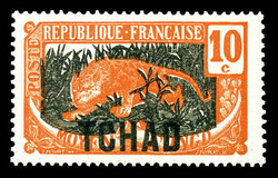 N°37a, 10c orange et gris, variété sans surcharge AEF, très frais ...