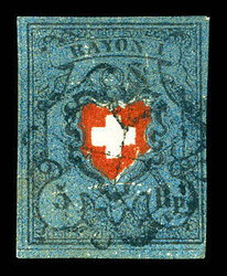 N°14, Rayon I, 5r bleu foncé, noir et rouge. TB (signé ...