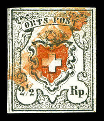 N°17, Orts Post: 2 1/2 r noir et rouge. TTB (signé ...