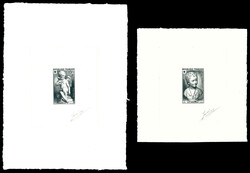 N°876/877, Paire croix rouge de 1950: 2 épreuves d'artiste en noir ...