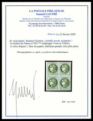 N°39A, 1c olive Report 1, bloc de quatre, fraîcheur postale, très ...