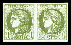 N°39A, 1c olive report 1 en paire. TB Qualité: * Cote: 625 euros