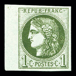 N°39Aa, 1c olive foncé Report 1, bord de feuille latéral, ...