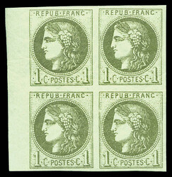 N°39Ab, 1c olive foncé Report I (1er ètat), bloc de 4, bdf ...