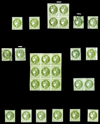 N°39, 1c Bordeaux: Ensemble de 29 exemplaires neufs et obl dont bloc ...