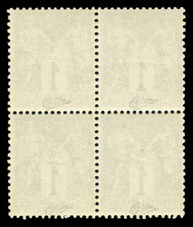 N°61, 1c vert en bloc de quatre, grande fraîcheur. SUP (signé ...