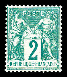 N°62, 2c vert Type I, très bon centrage, frais, SUP (certificat) ...