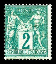 N°62, 2c vert type I, frais, TB (certificat) Qualité: * Cote: 1800 ...