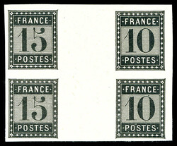 Essais de l'imprimerie Nationale, 2 paires horizontale 10c &amp; 15c ...