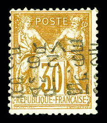 N°8a, 30c brun surchargé 4 lignes du 26 fevrier horizontale, R.R.R. ...