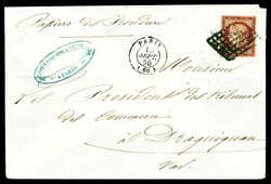 N°6, 1f carmin obl grille + càd de Paris le 15 sept 50 sur lettre ...