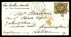 GRANDE BRETAGNE: 30c Lauré obl étoile 2 + càd du 25 oct 1870 à ...