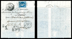 20c Lauré obl GC '2145' + càd LYON-LES TERREAUX du 7 janv 71. un ...