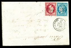 20c Bordeaux type II et 80c Lauré obl GC 940 + càd de CHATEAUNEUF ...