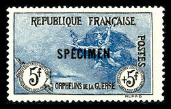 N°155, Orphelins, 5F +5F noir et bleu surchargé 'SPECIMEN', R.R.R. ...