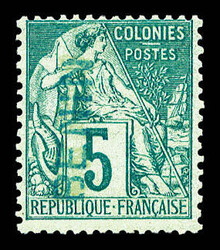 N°4A, 5c vert, surcharge BLEUE. SUPERBE. R.R. (signé ...