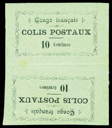 N°1A, 10c noir sur bleu en paire verticale Tête bêche (type III + ...
